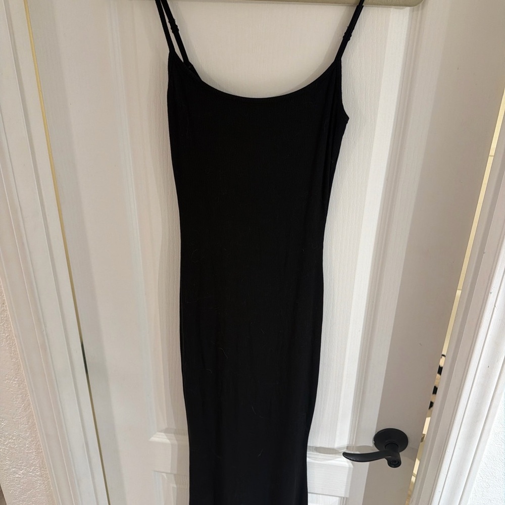 Skims Ribbed Black Maxi Dress Size Large - Picture 3 of 5